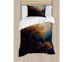 Retro Yellow Flowers Tree Duvet Cover Set