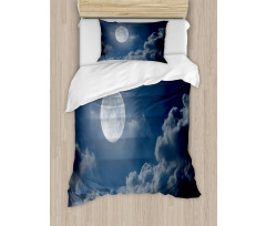 Night Skyline Full Moon Duvet Cover Set