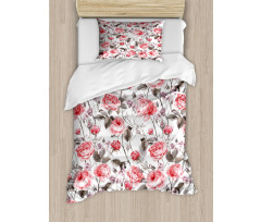 Classic Floral Watercolor Duvet Cover Set