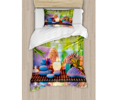 Stones with Candles Yoga Duvet Cover Set