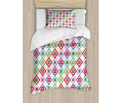 Squares with Flowers Duvet Cover Set