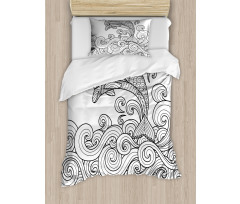 Nautical Zentangle Wave Duvet Cover Set