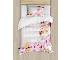 Floral Art Butterflies Duvet Cover Set