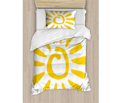 Doodle Sun Burst Summer Duvet Cover Set