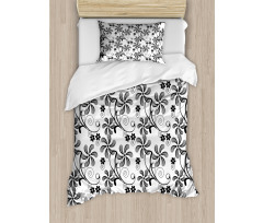 Monochrome Doodle Plants Duvet Cover Set