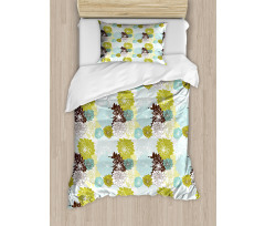 Pastel Wildflower Leaves Duvet Cover Set