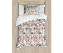 Lily and Poppies Sketch Duvet Cover Set