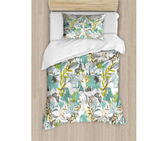 Flying Birds Butterflies Duvet Cover Set