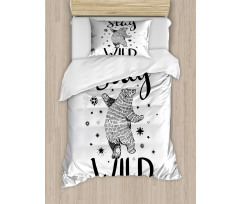 Dancing Bear and Words Duvet Cover Set