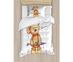 Teddy Bear Rain Umbrella Duvet Cover Set