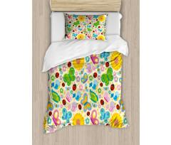 Spring Flowers Bugs Duvet Cover Set