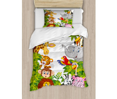 Cartoon Zoo Mascots Duvet Cover Set