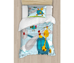 Funny Giraffe and Bird Duvet Cover Set