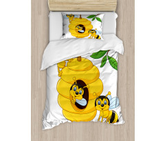 Tree with Beehive Honey Duvet Cover Set