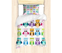 Friendly Bird Owl Comic Duvet Cover Set