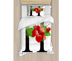 Hibiscus Green Leaves Duvet Cover Set