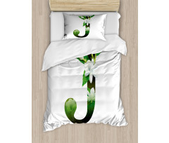 Abstract Jasmine and J Duvet Cover Set