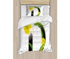 D Silhouette Daffodils Duvet Cover Set