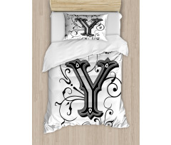 Capital Y Calligraphy Duvet Cover Set