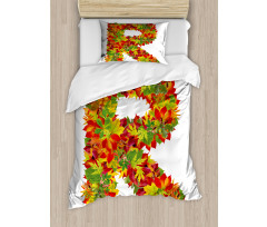 Floral R Maple Leaves Duvet Cover Set