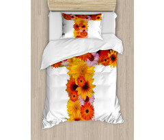 T Shaped Floral Design Duvet Cover Set