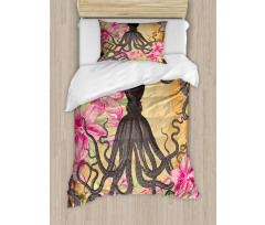 Kraken Roses Leaves Duvet Cover Set