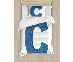 Writing Systems Denim Duvet Cover Set