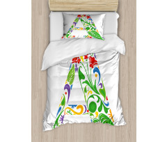 Vibrant Colors Flowers Duvet Cover Set