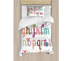 Girly Feminine Alphabet Duvet Cover Set