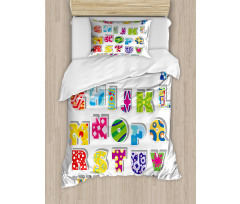 Alphabet Set Colorful Duvet Cover Set