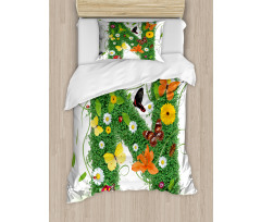 Daisy Butterfly Garden Duvet Cover Set