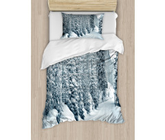 Ski Theme Snowy Road Duvet Cover Set