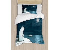 Polar Bear Moon Cartoon Duvet Cover Set