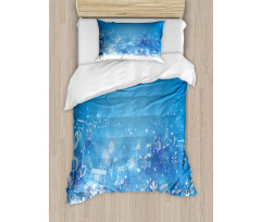 Music Notes Snowflakes Duvet Cover Set