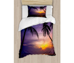 Vivid Twilight Palm Trees Duvet Cover Set