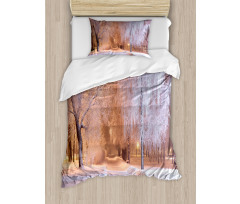 Night Scene Frozen Trees Duvet Cover Set