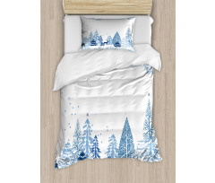 Deer Pine Trees Xmas Duvet Cover Set