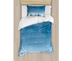 Xmas Blue Forest Trees Duvet Cover Set