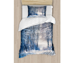 Alley in Snowy Forest Duvet Cover Set