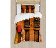 Cartagena Streets Photo Duvet Cover Set