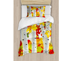 Autumn Scene with Leaves Duvet Cover Set