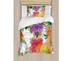 Abstract Colorful Flowers Duvet Cover Set