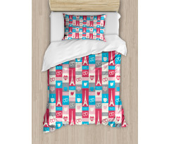 Coffee Love Eiffel Hearts Duvet Cover Set