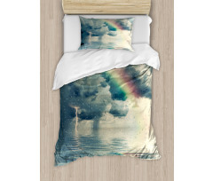 Romantic Water Drops Rainbow Duvet Cover Set