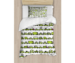 Sedans Bus Traveling Theme Duvet Cover Set