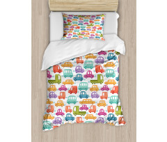 Vibrant Doodle Style Rides Duvet Cover Set