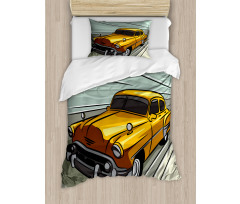 Yellow Vehicle Speeding Duvet Cover Set