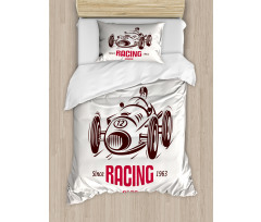 Retro Race Car Emblem Duvet Cover Set