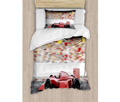 Red Race Car Side View Duvet Cover Set