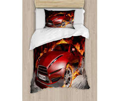 Burnout Tires Sport Car Duvet Cover Set